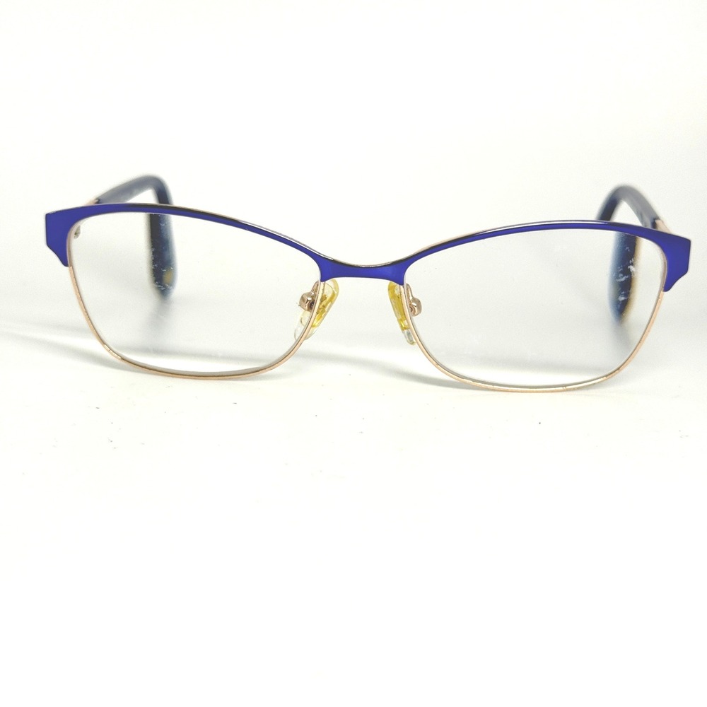 Bulova Nairobi‎ Royal Eyeglasses Frames Blue Gold 52-15-135 Womens Cat Eye
